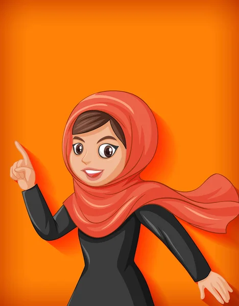 Beautiful Arabic Lady Cartoon Character Illustration — Stock Vector