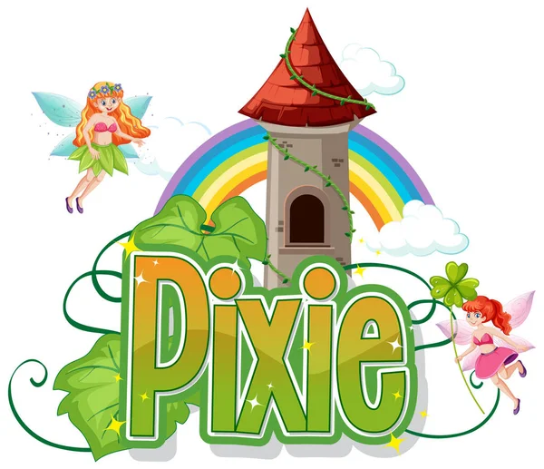 Pixie Logos Little Fairy White Background Illustration — Stock Vector