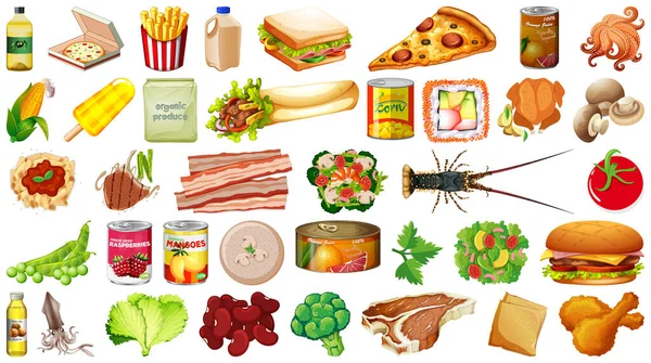 İzole edilmiş yemek çizimleri.