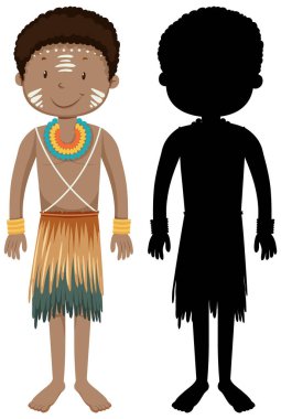 Bir grup Afrikalı kabile karakteri silüeti ile