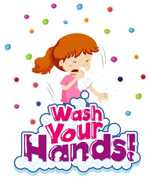 Coronavirus Thema Poster Design Mit Wort Waschen Sie Ihre Hände — Stockvektor