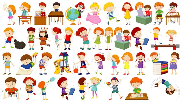 Ensemble Illustration Personnage Dessin Animé Mignon Enfants — Image vectorielle