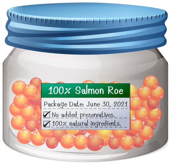 Salmon Roe Preserve Glass Jar Illustration — Stock Vector