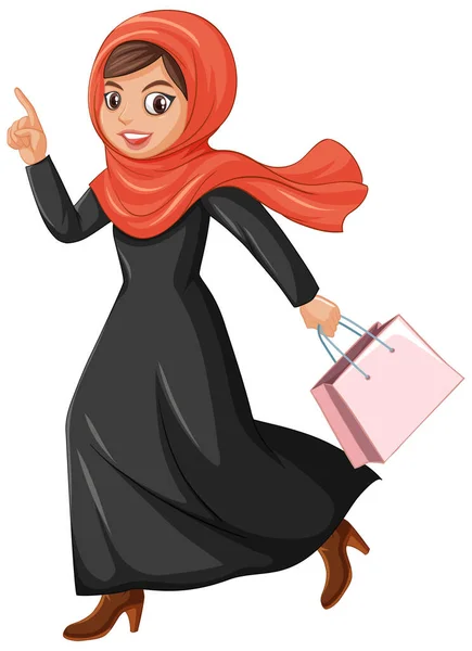Χαριτωμένο Muslim Κορίτσι Εικονογράφηση Χαρακτήρα — Διανυσματικό Αρχείο