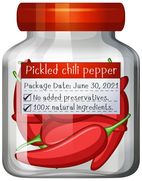 Pepper Melestarikan Dalam Ilustrasi Kendi Kaca - Stok Vektor