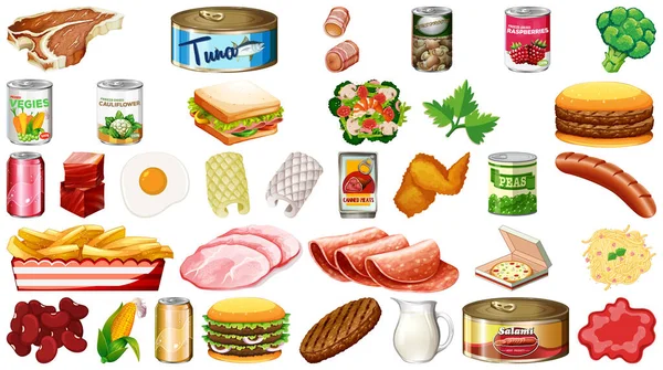 Set Makanan Terisolasi Ilustrasi - Stok Vektor