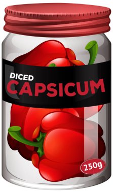 Kapsiyum muhafazası cam kavanoz illüstrasyonunda