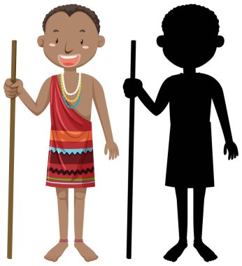Bir grup Afrikalı kabile karakteri silüeti ile