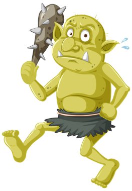 Çizgi film karakterinde yeşil goblin ya da trol avlanma aracı olarak izole edilmiş.