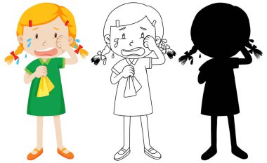 Hatları ve siluetiyle ağlayan bir kız.