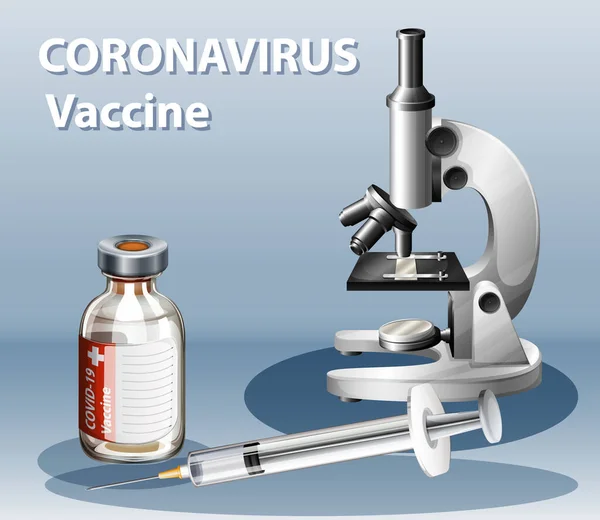 Coronavirusvaccin Injectiespuit Illustratie — Stockvector