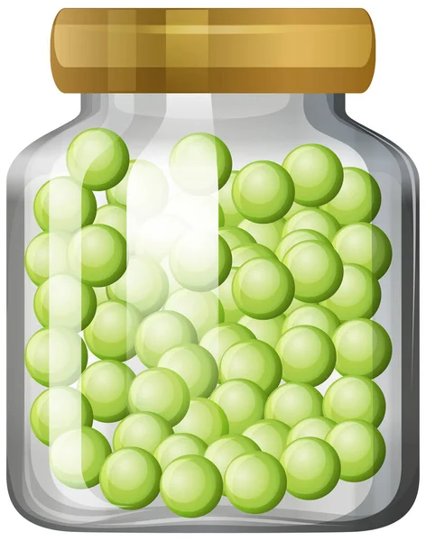 ガラス瓶の中のエンドウ豆のイラスト — ストックベクタ