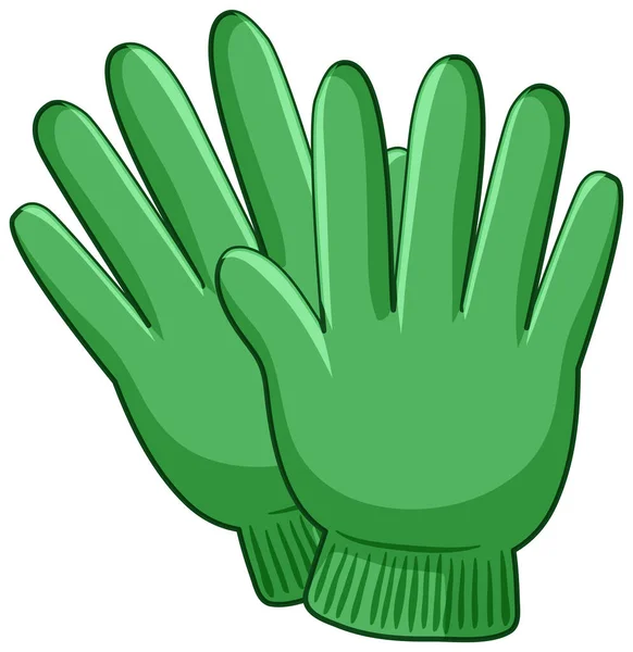 Grüne Handschuhe Cartoon Stil Isoliert Auf Weißem Hintergrund Illustration — Stockvektor