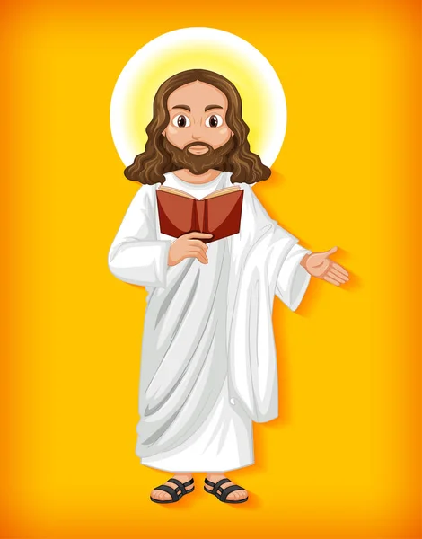 孤立的耶稣卡通人物插图 — 图库矢量图片