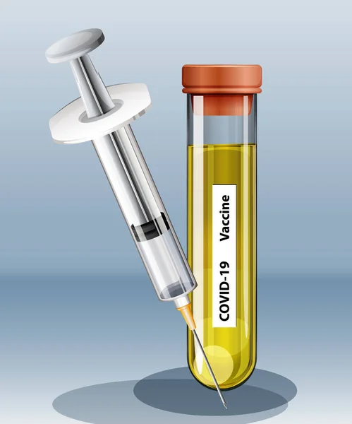 Coronavirus Vaccin Och Syringe Illustration — Stock vektor