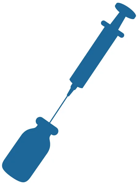 注射針とバイアルシルエットのイラストとプラスチック医療注射器 — ストックベクタ