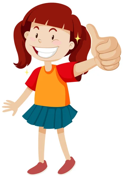 Girl Thumb Posing Happy Mood Isolated Illustration — Stock Vector