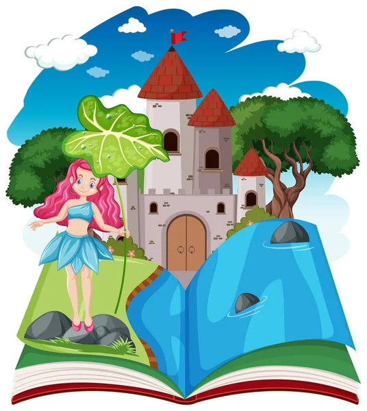 童话与城堡塔楼 浅谈白底插图图书卡通风格 — 图库矢量图片