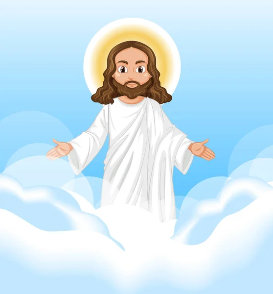 Jezus Predikt Staande Positie Karakter Lucht Achtergrond Illustratie — Stockvector
