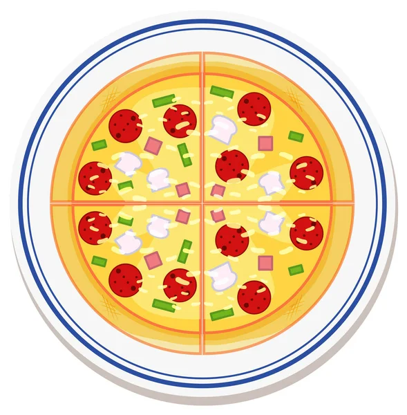 Повітряний Вигляд Їжі Тарілці Ілюстрація — стоковий вектор
