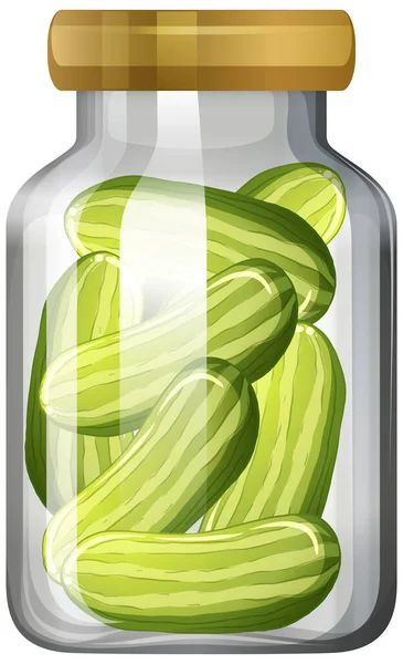 Cucumber Glass Jar Illustration — Stock Vector