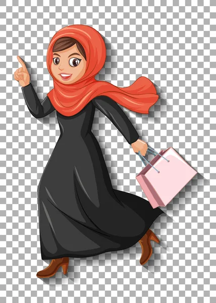 Όμορφη Αραβική Κυρία Εικονογράφηση Χαρακτήρα Κινουμένων Σχεδίων — Διανυσματικό Αρχείο
