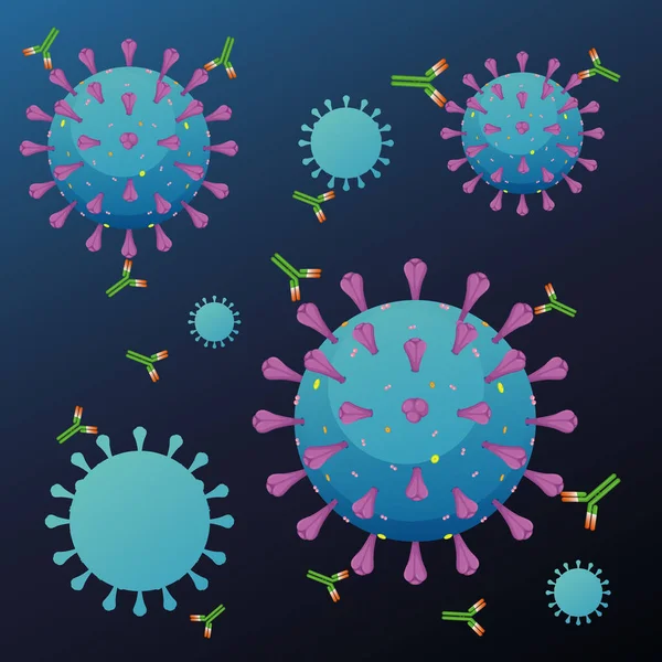 Coronavirus Struktur Auf Blauem Hintergrund — Stockvektor