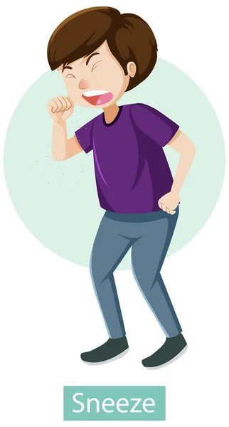 Personagem Desenhos Animados Com Sintomas Espirro Ilustração —  Vetores de Stock