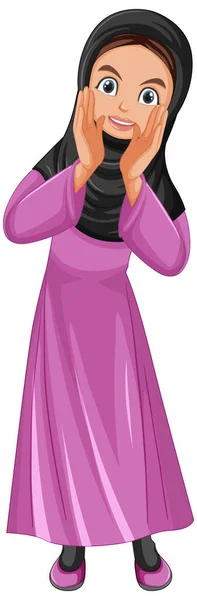 Beautiful Arabic Lady Cartoon Character Illustration — Stock Vector