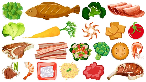 Bir dizi taze gıda malzemesi çizimi