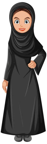 Cute Muslim Girl Character Illustration — Stock Vector