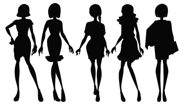 Set Illustrazione Silhouette Femminile — Vettoriale Stock