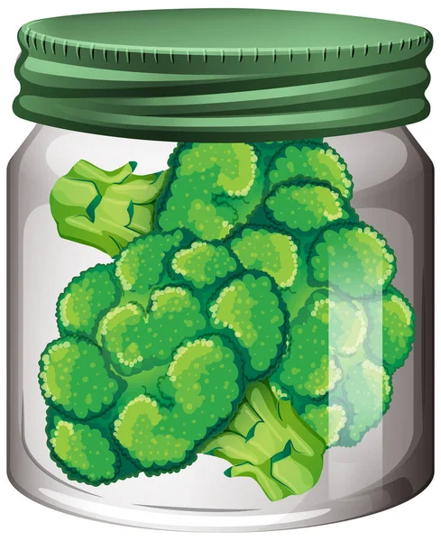 Broccoliin Vaso Vetro Illustrazione — Vettoriale Stock