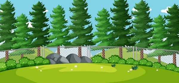 Paisaje Blanco Escena Del Parque Natural Con Muchos Pinos Ilustración — Vector de stock