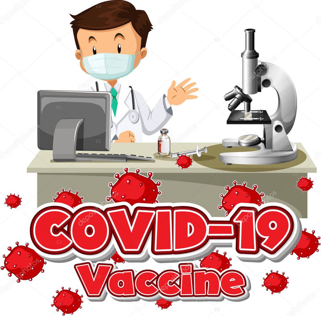 Laboratorian inventing covid vaccine illustration