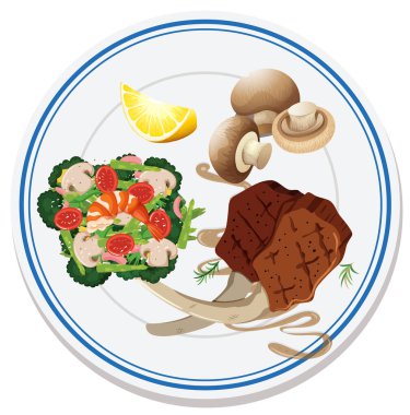 Tabaktaki yiyeceklerin hava görüntüsü