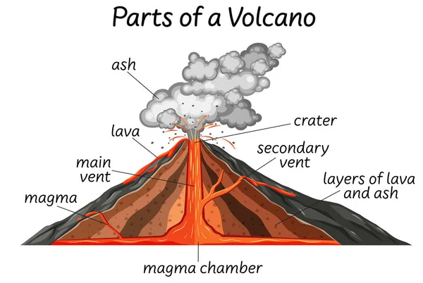 Parte Dell Illustrazione Vulcano — Vettoriale Stock