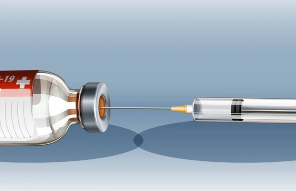 注射器 针头用于Covid 19或Coronavirus海报或横幅插图 — 图库矢量图片