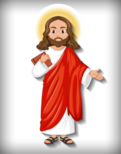孤立的耶稣卡通人物插图 — 图库矢量图片
