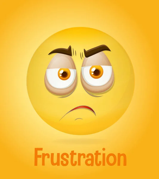 Frustration Känslomässigt Gult Ansikte Med Trött Text Gul Bakgrund Illustration — Stock vektor