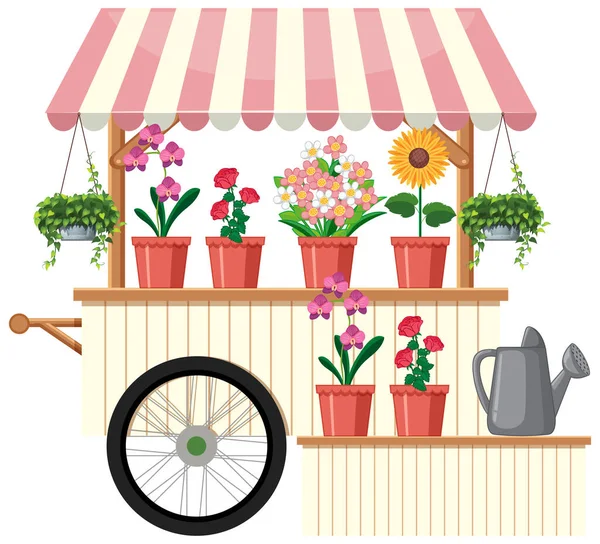 Μεμονωμένη Εικόνα Καλάθι Πωλητή Λουλουδιών — Διανυσματικό Αρχείο