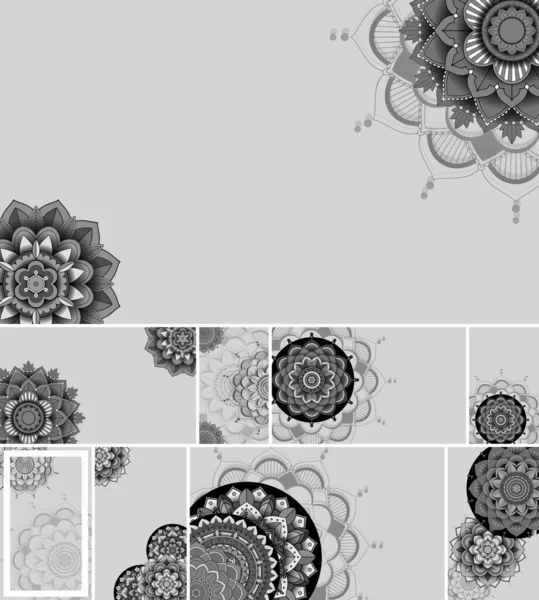 Gambar Latar Belakang Rancangan Mandala Yang Indah - Stok Vektor