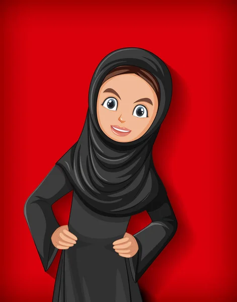 Mooie Arabische Dame Cartoon Karakter Illustratie — Stockvector