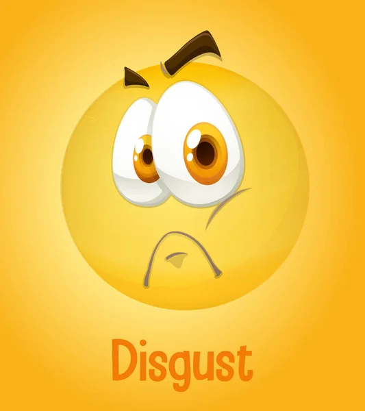 Disgust Enfrenta Emoji Com Sua Descrição Ilustração Fundo Amarelo —  Vetores de Stock