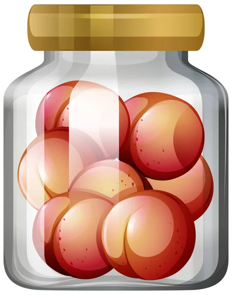玻璃瓶插图中的桃子 — 图库矢量图片