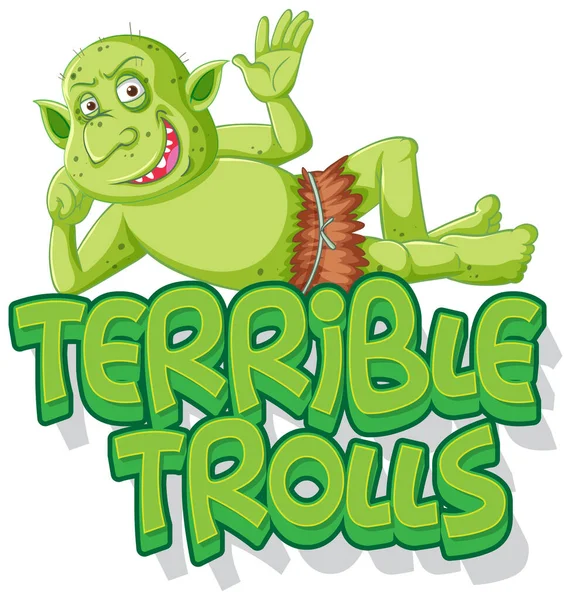 Fruktansvärda Troll Logotyp Vit Bakgrund Illustration — Stock vektor