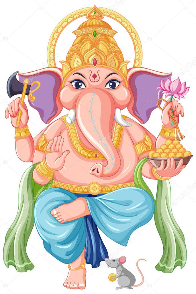 Lord Ganesha cartoon style illustration