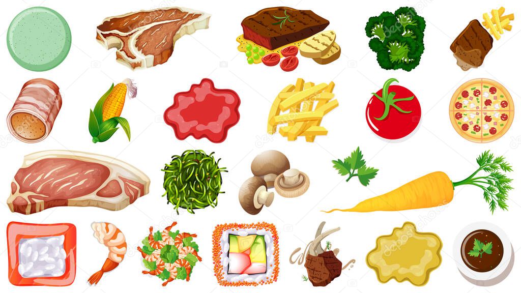 Set of fresh food ingredients illustration