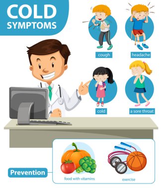 Medical infographic of cold symptoms illustration clipart