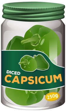 Kapsiyum muhafazası cam kavanoz illüstrasyonunda